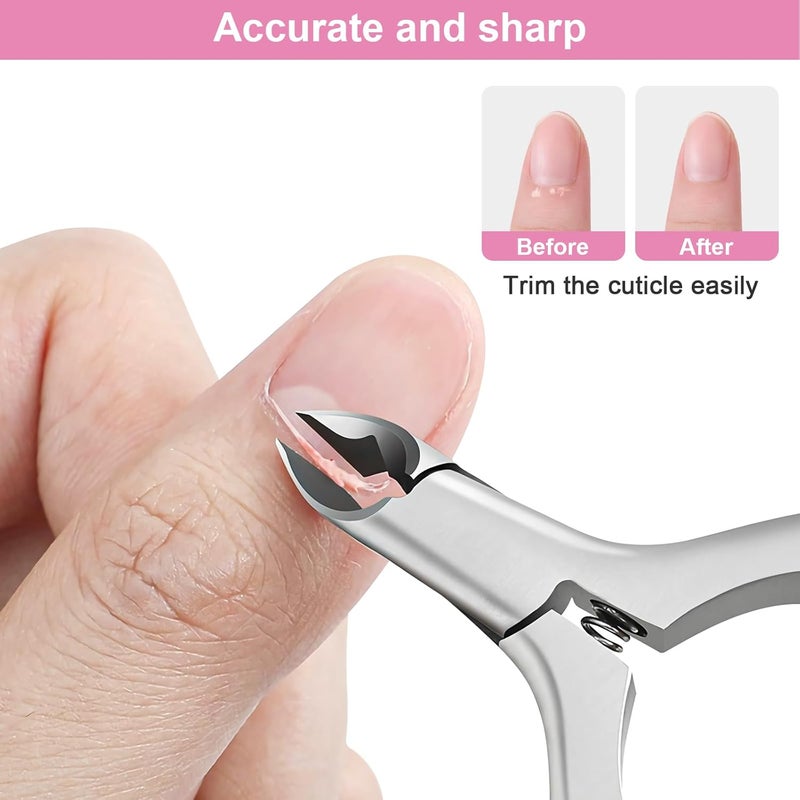 CGBE Cuticle Trimmer 3/4 Jaw Extremely Sharp Cuticle Nippers Stainless Steel Cuticle Clippers Cutter Remover Pedicure Manicure Nail Tool (Pink) - Image 5